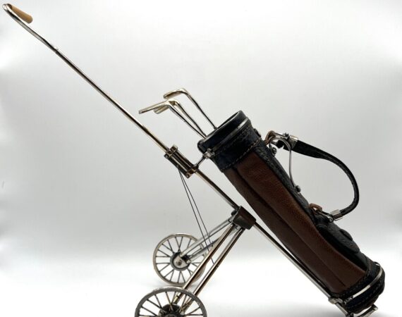 Sacca da golf in miniatura in argento e cuoio - Gioielleria De Vitis 1936 Sabaudia