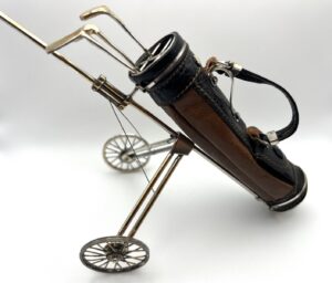Sacca da golf in miniatura in argento e cuoio - Gioielleria De Vitis 1936 Sabaudia