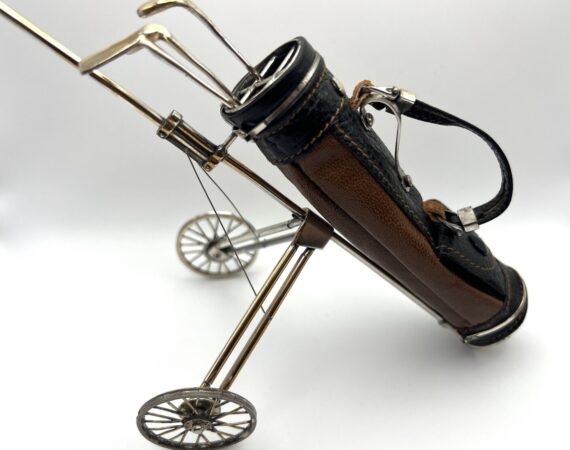 Sacca da golf in miniatura in argento e cuoio - Gioielleria De Vitis 1936 Sabaudia