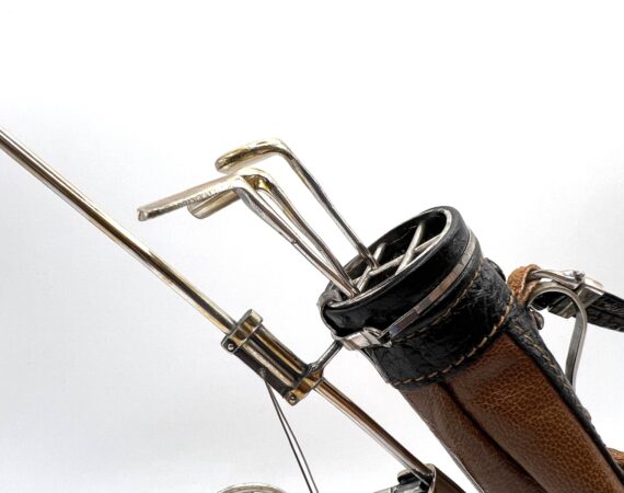 Sacca da golf in miniatura in argento e cuoio - Gioielleria De Vitis 1936 Sabaudia