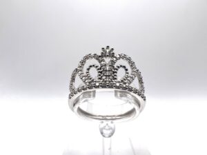 Anello in oro bianco 18 kt a corona con zirconi - Gioielleria De Vitis Sabaudia