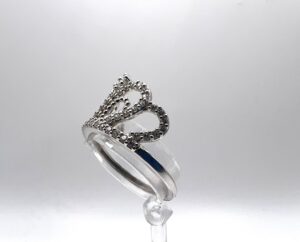 Anello in oro bianco 18 kt a corona con zirconi - Gioielleria De Vitis Sabaudia