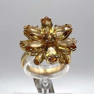Anello a fiore in oro giallo con topazio giallo - Gioielleria De Vitis