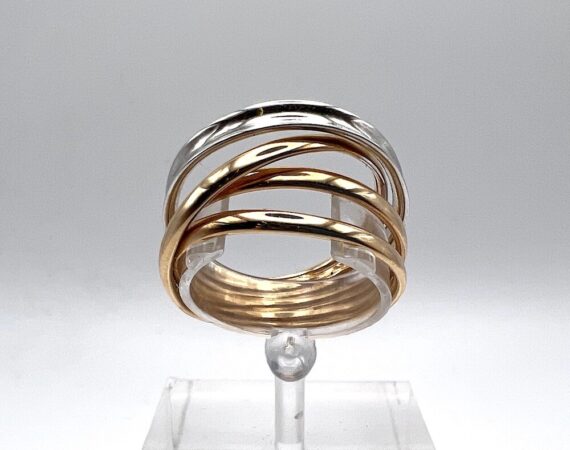 Anello multifilo in oro bianco e rosa - Gioielleria De Vitis