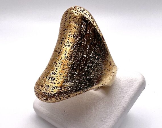 Anello trama reticolata in oro 18 kt - Gioielleria De Vitis