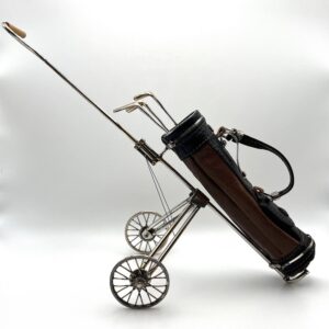 Sacca da golf in miniatura in argento e cuoio - Gioielleria De Vitis 1936 Sabaudia
