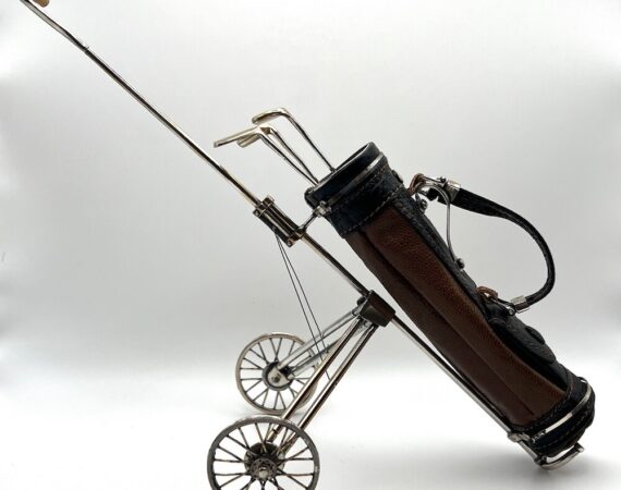 Sacca da golf in miniatura in argento e cuoio - Gioielleria De Vitis 1936 Sabaudia