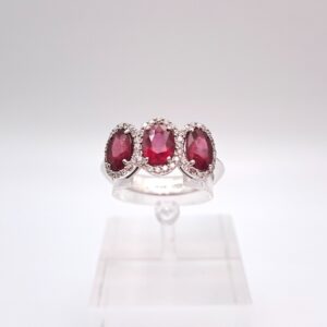 Anello in oro bianco diamanti e rubini - Gioielleria De Vitis Sabaudia