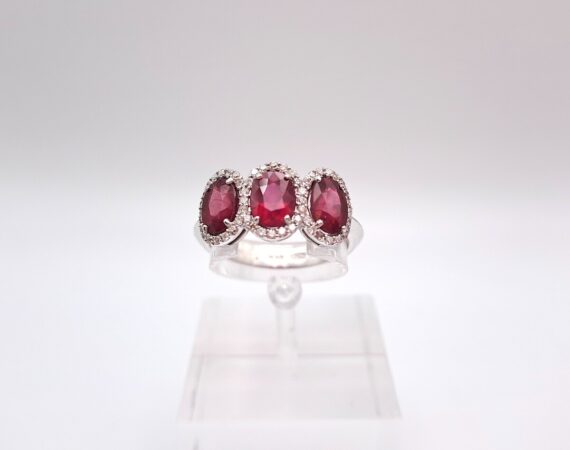Anello in oro bianco diamanti e rubini - Gioielleria De Vitis Sabaudia