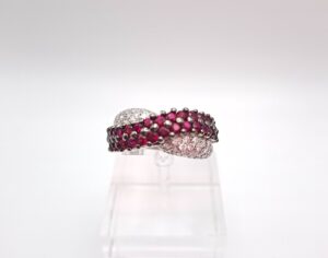 Anello in oro bianco diamanti e rubini - Gioielleria De Vitis Sabaudia
