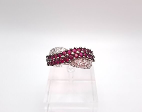 Anello in oro bianco diamanti e rubini - Gioielleria De Vitis Sabaudia