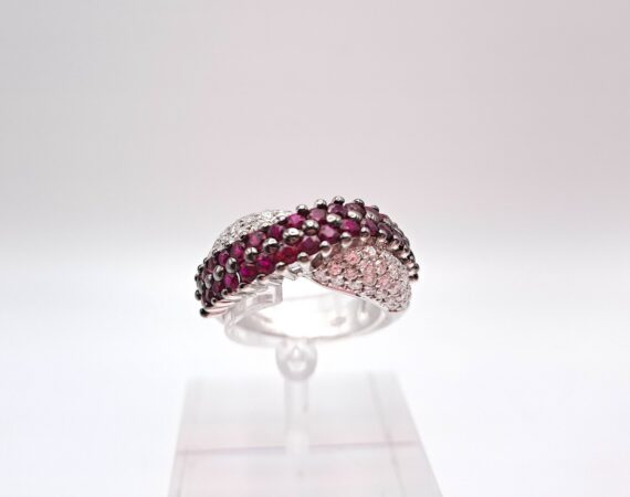 Anello in oro bianco diamanti e rubini - Gioielleria De Vitis Sabaudia