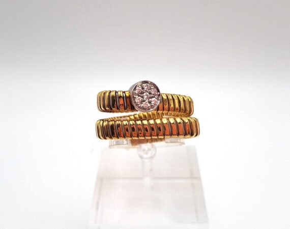 Anello in oro giallo e oro bianco e diamanti K di Kuore - Gioielleria De Vitis Sabaudia