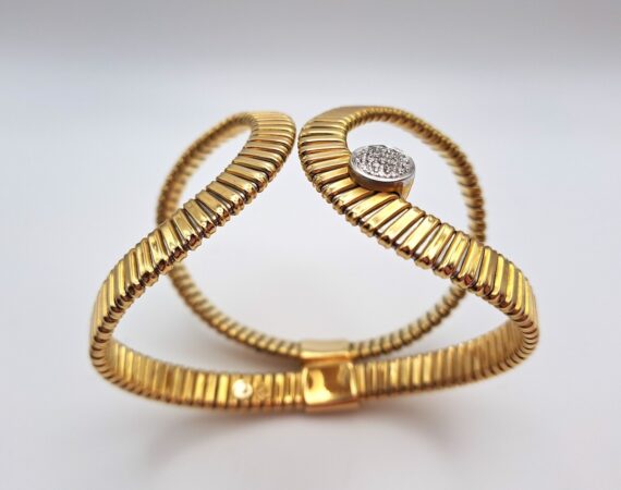Bracciale in oro giallo e oro bianco e diamanti K di Kuore - Gioielleria De Vitis Sabaudia