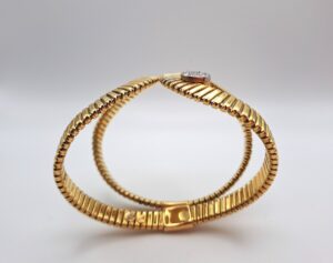 Bracciale in oro giallo e oro bianco e diamanti K di Kuore - Gioielleria De Vitis Sabaudia