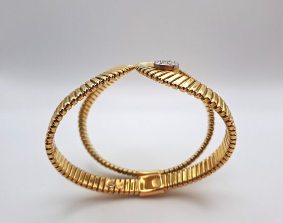 Bracciale in oro giallo e oro bianco e diamanti K di Kuore - Gioielleria De Vitis Sabaudia