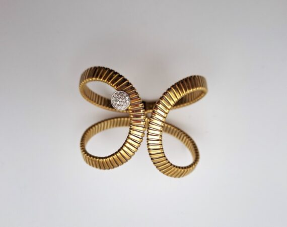 Bracciale in oro giallo e oro bianco e diamanti K di Kuore - Gioielleria De Vitis Sabaudia