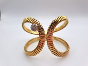 Bracciale in oro giallo e oro bianco e diamanti K di Kuore - Gioielleria De Vitis Sabaudia