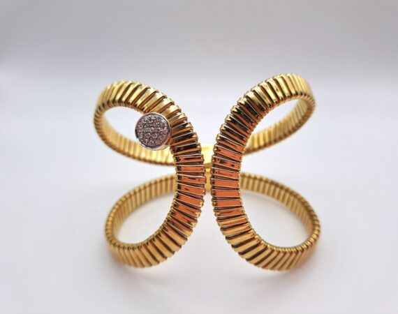 Bracciale in oro giallo e oro bianco e diamanti K di Kuore - Gioielleria De Vitis Sabaudia