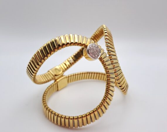Bracciale in oro giallo e oro bianco e diamanti K di Kuore - Gioielleria De Vitis Sabaudia