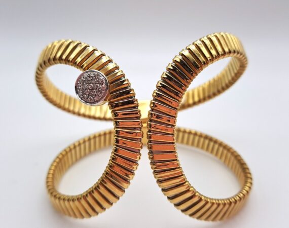 Bracciale in oro giallo e oro bianco e diamanti K di Kuore - Gioielleria De Vitis Sabaudia