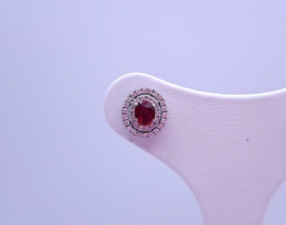 Orecchini in oro bianco diamanti e rubini - Gioielleria De Vitis Sabaudia