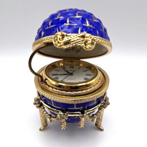 Uovo Fabergé in smalto con orologio e supporto - Gioielleria De Vitis Sabaudia - dettaglio