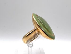 Anello Ventidieci in argento con pietra di colore e smalto verde