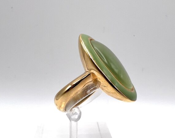 Anello Ventidieci in argento con pietra di colore e smalto verde
