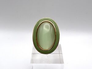 Anello Ventidieci in argento con pietra di colore e smalto verde