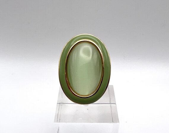 Anello Ventidieci in argento con pietra di colore e smalto verde