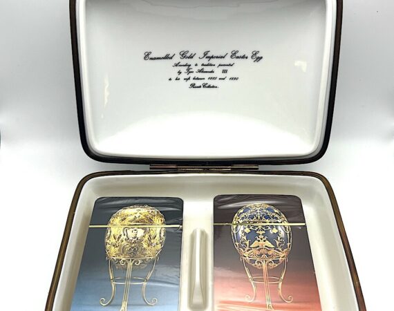Scatola portacarte da gioco Fabergé in ceramica di Limoges - Gioielleria De Vitis Sabaudia