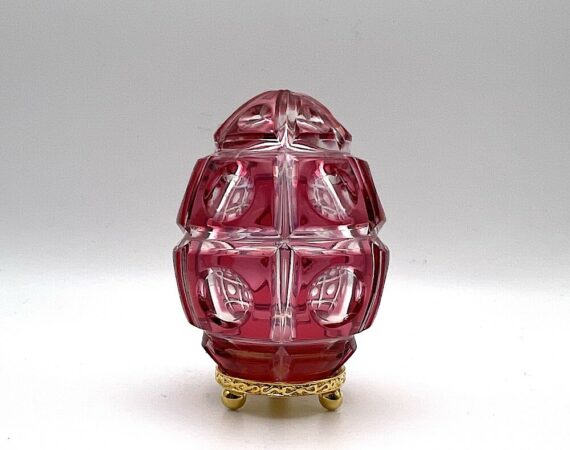 Uovo Fabergé in cristallo colorato rosso piccolo - Gioielleria De Vitis Sabaudia