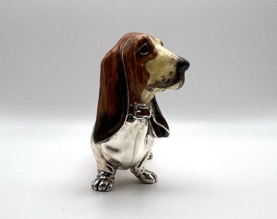 Basset hound o bassotto gigante in argento massiccio 925 - Gioielleria De Vitis Sabaudia
