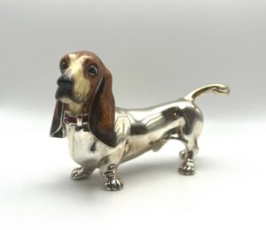 Basset hound o bassotto gigante in argento massiccio 925 - Gioielleria De Vitis Sabaudia