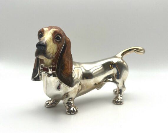 Basset hound o bassotto gigante in argento massiccio 925 - Gioielleria De Vitis Sabaudia