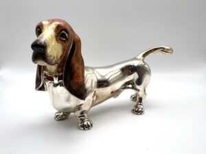 Basset hound o bassotto gigante in argento massiccio 925 - Gioielleria De Vitis Sabaudia