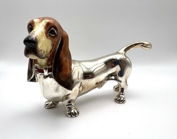 Basset hound o bassotto gigante in argento massiccio 925 - Gioielleria De Vitis Sabaudia