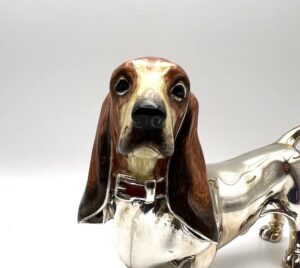 Basset hound o bassotto gigante in argento massiccio 925 - Gioielleria De Vitis Sabaudia