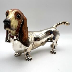 Basset hound o bassotto gigante in argento massiccio 925 - Gioielleria De Vitis Sabaudia