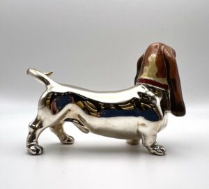 Basset hound o bassotto gigante in argento massiccio 925 - Gioielleria De Vitis Sabaudia