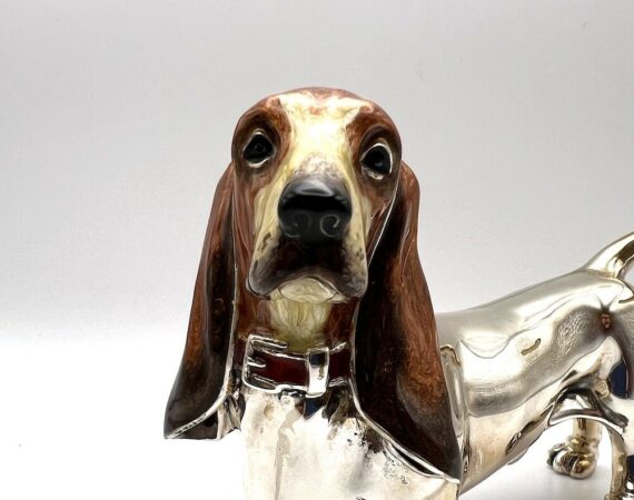Basset hound o bassotto gigante in argento massiccio 925 - Gioielleria De Vitis Sabaudia