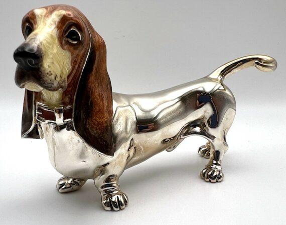 Basset hound o bassotto gigante in argento massiccio 925 - Gioielleria De Vitis Sabaudia