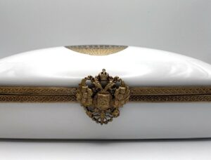 Scatola portacarte da gioco Fabergé in ceramica di Limoges - Gioielleria De Vitis Sabaudia