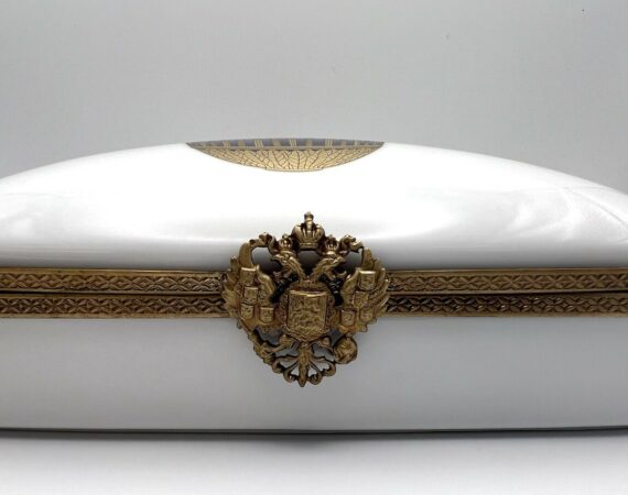 Scatola portacarte da gioco Fabergé in ceramica di Limoges - Gioielleria De Vitis Sabaudia