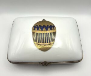 Scatola portacarte da gioco Fabergé in ceramica di Limoges - Gioielleria De Vitis Sabaudia