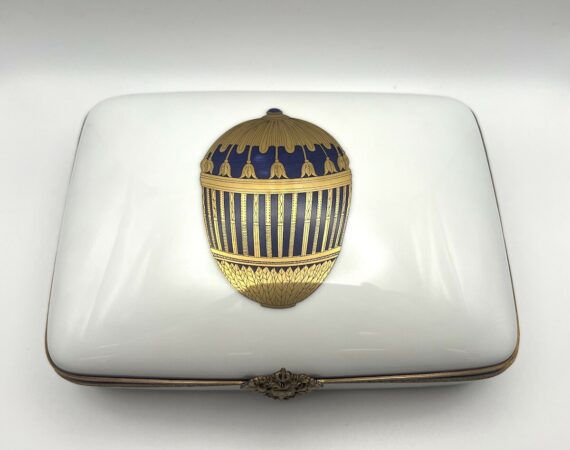 Scatola portacarte da gioco Fabergé in ceramica di Limoges - Gioielleria De Vitis Sabaudia