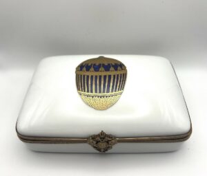 Scatola portacarte da gioco Fabergé in ceramica di Limoges - Gioielleria De Vitis Sabaudia