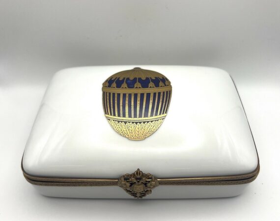 Scatola portacarte da gioco Fabergé in ceramica di Limoges - Gioielleria De Vitis Sabaudia