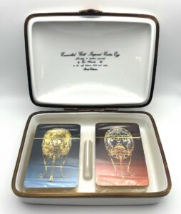 Scatola portacarte da gioco Fabergé in ceramica di Limoges - Gioielleria De Vitis Sabaudia